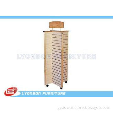 Four side Rotating MDF Slatwall Display Stands With Casters